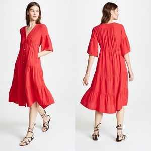 Xirena Red Hot Kendall Midi Dress Small